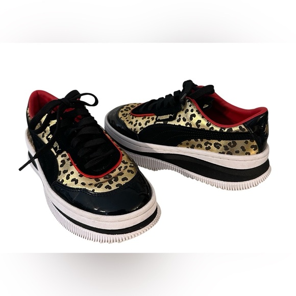 PUMA X CHARLOTTE OLYMPIA DEVA Women's Sneakers Size 6 Black Gold Leopard Print - Picture 7 of 10